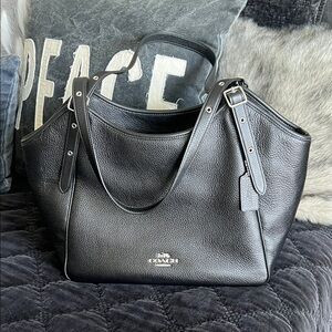 Coach Black Pebbled Leather Shoulder Bag